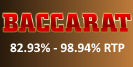 The baccarat option available at Betfair is with an RTP 82.93% – 98.94%
