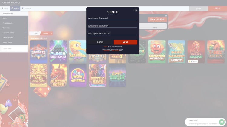 Cherry Jackpot Casino Registration