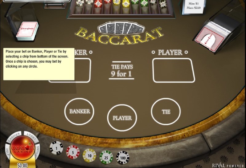 Rival Powered RNG Baccarat at Cocoa Casino
