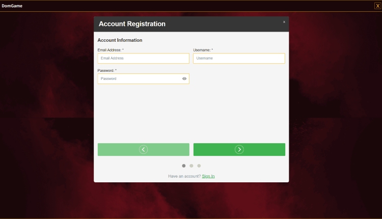 DomGame Casino Registration