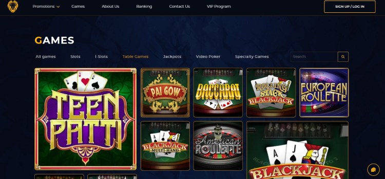 Card and Table Games at Golden Lion Casino