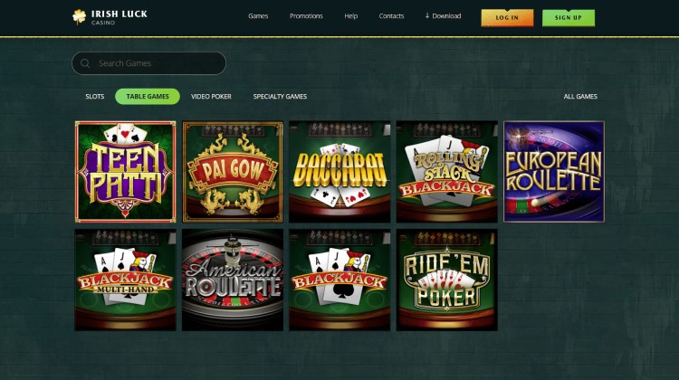 Table Games at Irish Luck Casino