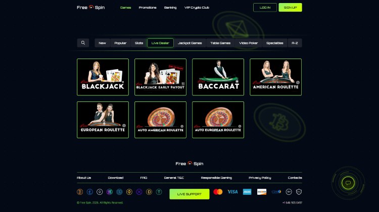 Live Dealer Games at Free Spin Casino