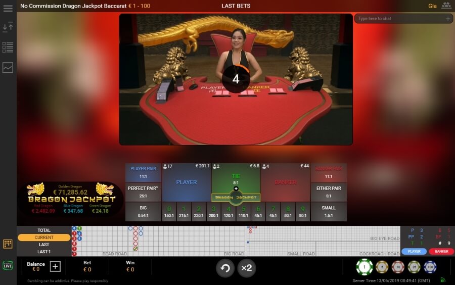 Dragon Jackpot Baccarat im Mansion Casino Features Nebenwetten