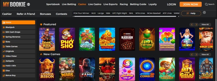 MyBookie casino games