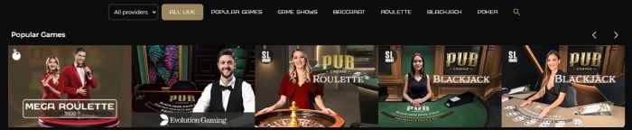 Live Casino at Pub Casino