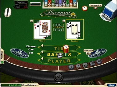 Baccarat by RTG Winning Hands and Payouts
