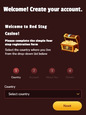 Registration at Red Stag Casino