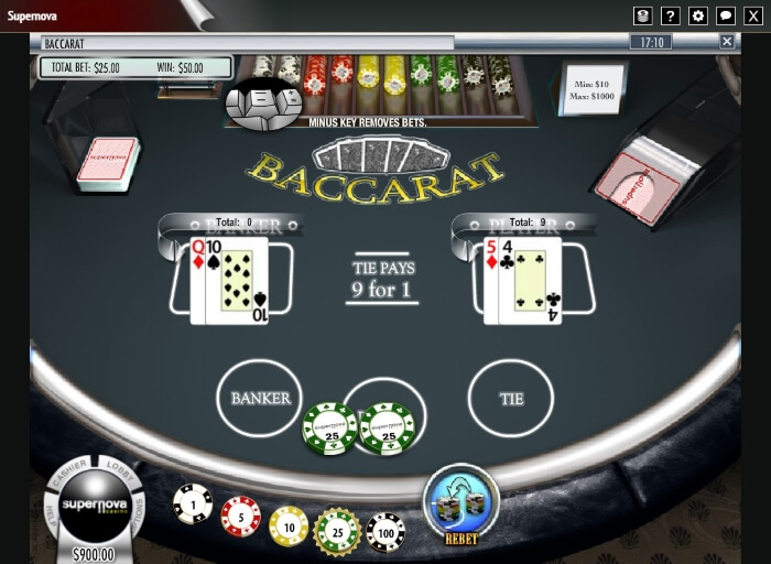 Baccarat by Rival at Supernova Casino