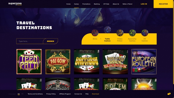 Supernova Casino Table Games