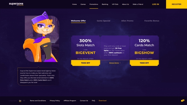 Supernova Casino Welcome Bonus