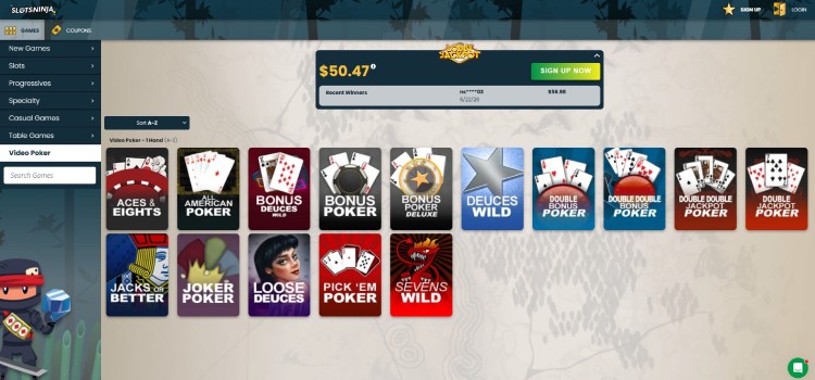 Video Poker at Slots Ninja